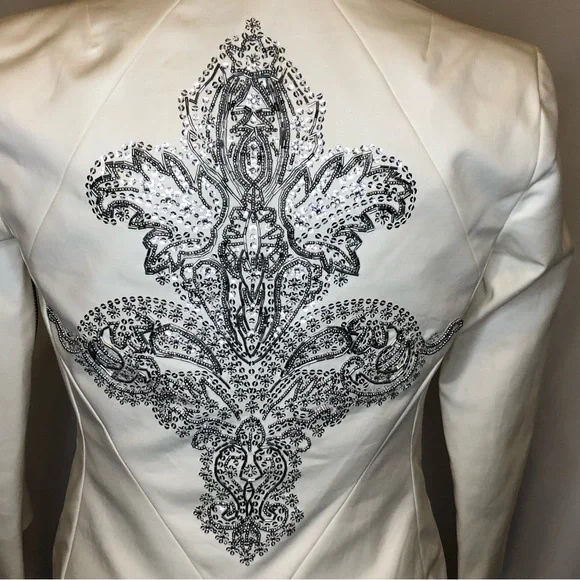 Robert Rodriguez White Jacket with Silver Beaded Back NWT - Picture 5 of 11